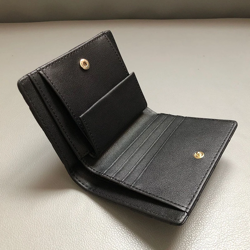 Women Short Small Flap Wallets Fold Card Holder ID Bag Coin Purse Ladies Genuine Leather Premium Fashion Designer Kpop Japan New