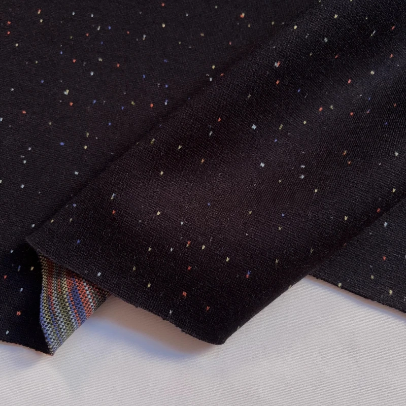 

Knit Wool Fabric Black Rainbow Stripes Speckled Double Elegant DIY Sewing Material Cardigan Coat Dress Luxe Clothing Fabrics