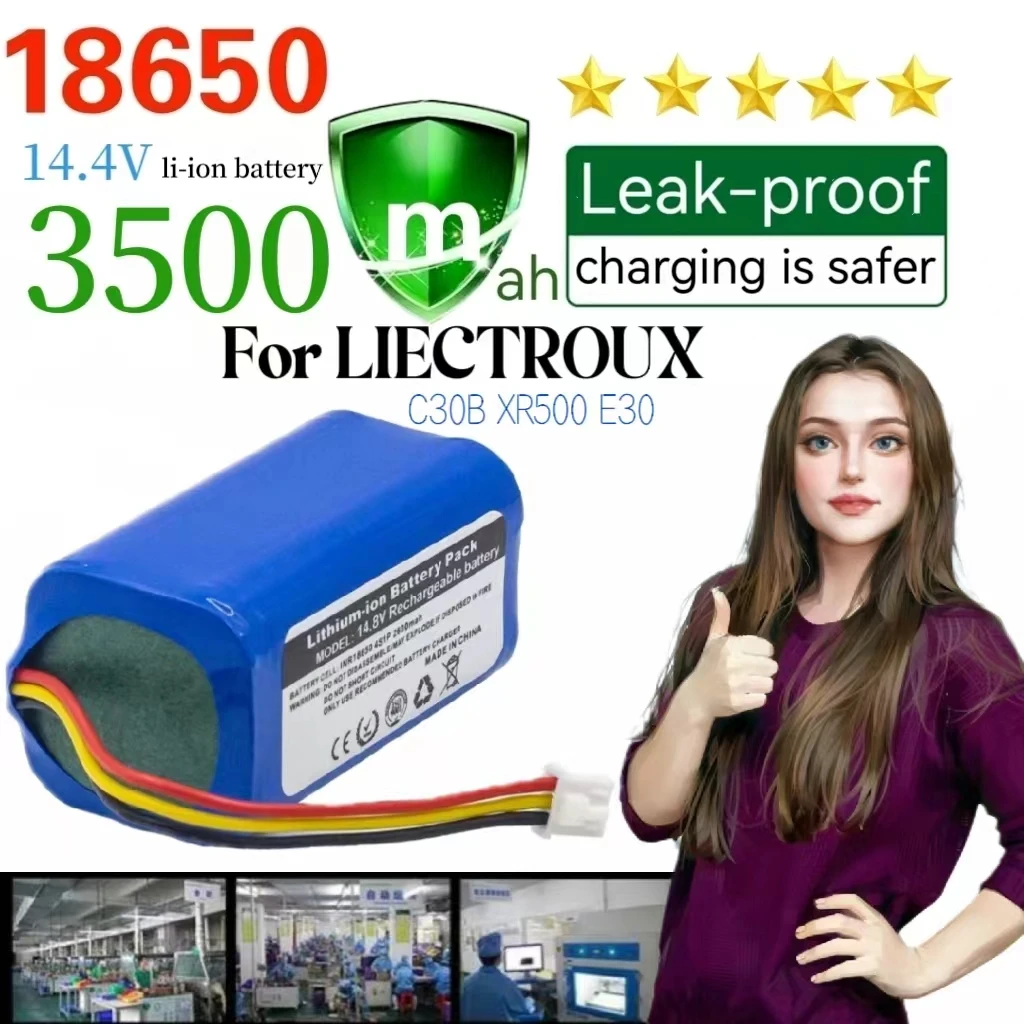 18650 li-ion battery 14.8v battery pack rechargeable For LIECTROUX C30B XR500 E30 Robot Vacuum Cleaner Battery replacement 2600m