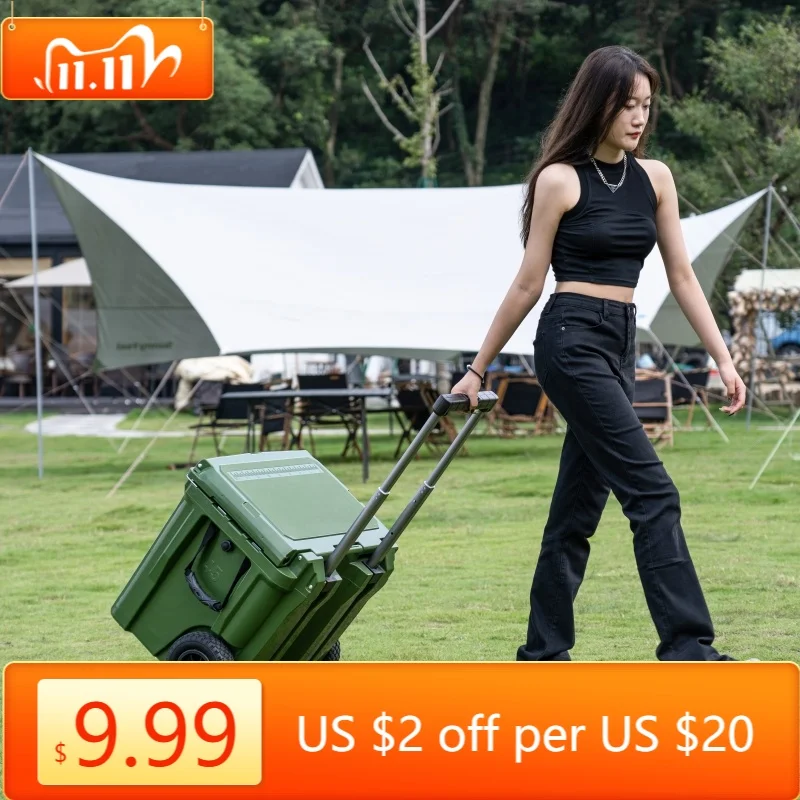 Kuer 45QT Wheeled Durable Portable Food Cooler Box for Camping Picnic