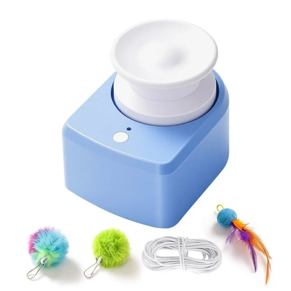 Automatic Cat Race Toy Wireless USB Rechargeable Cat String Chasing Toy Adjustable Speed with Suction Cup Interactive Cat Toy