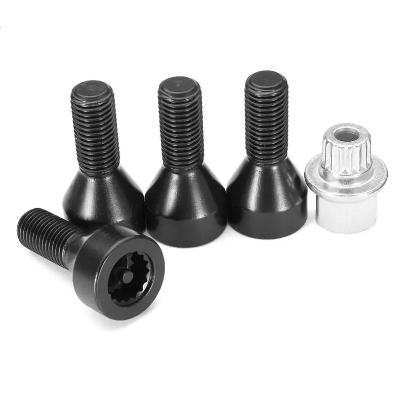 Car Wheel Lock Set Black Lug Bolts For Bmw 1/3/5/6 Series 128I 135I 318I 323I 325I 328I 330I 335I 525I 528I 530I 535I 540I 545I