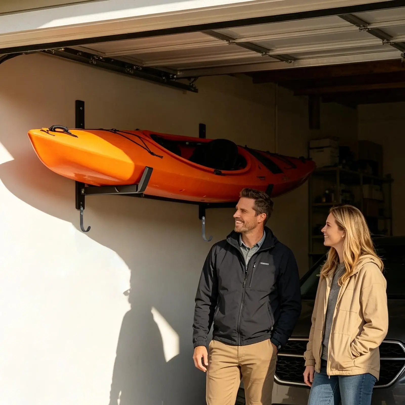 Kayak Rack For Garage 200Lbs Capacity Utility Surfboard Hook 2 Pieces Kayak Wall Mount Storage Rack For Canoes Indoor Outdoor