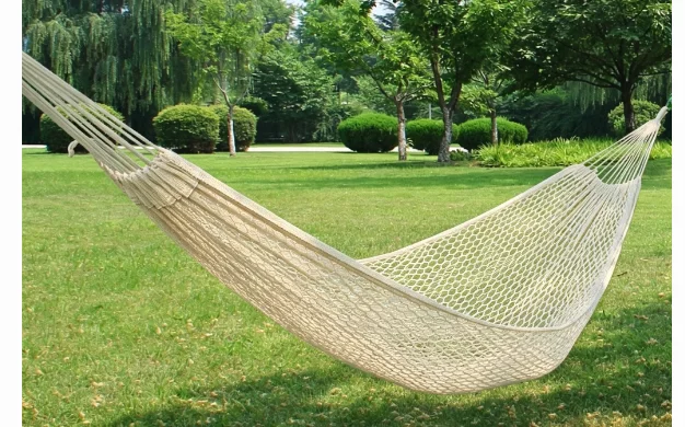 Thick Cotton Double Swing Hammock Natural White Mesh Structure For Outdoor Garden Indoor Balcony Daily Relax Seat