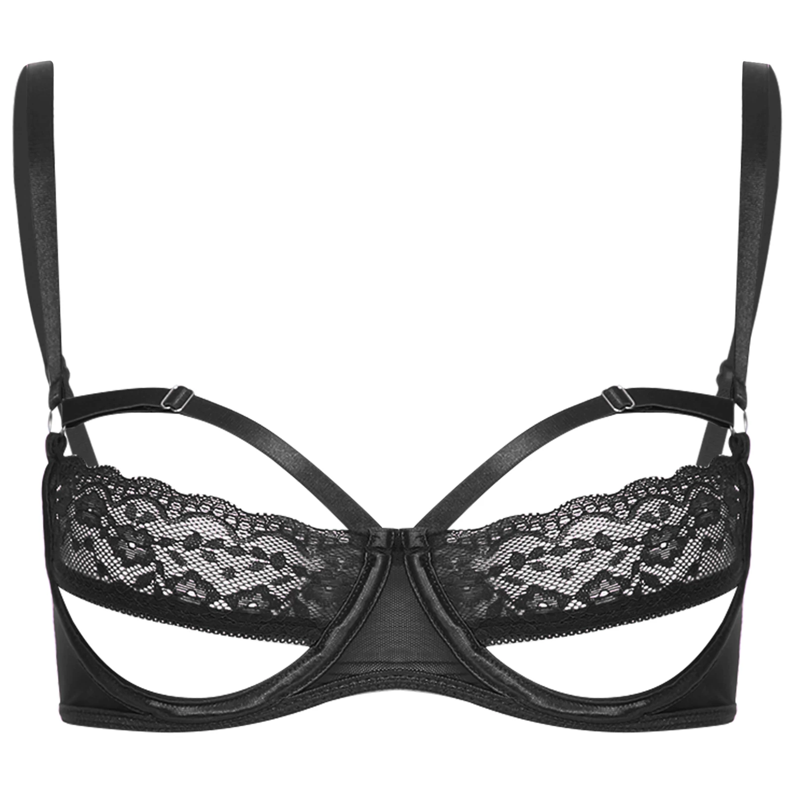 

Sissy Women Floral Lace Bra Stylish Hollow Out Underwired Unlined Bra Cut Out Push-up Lingerie Hot Bra Fun Underwear