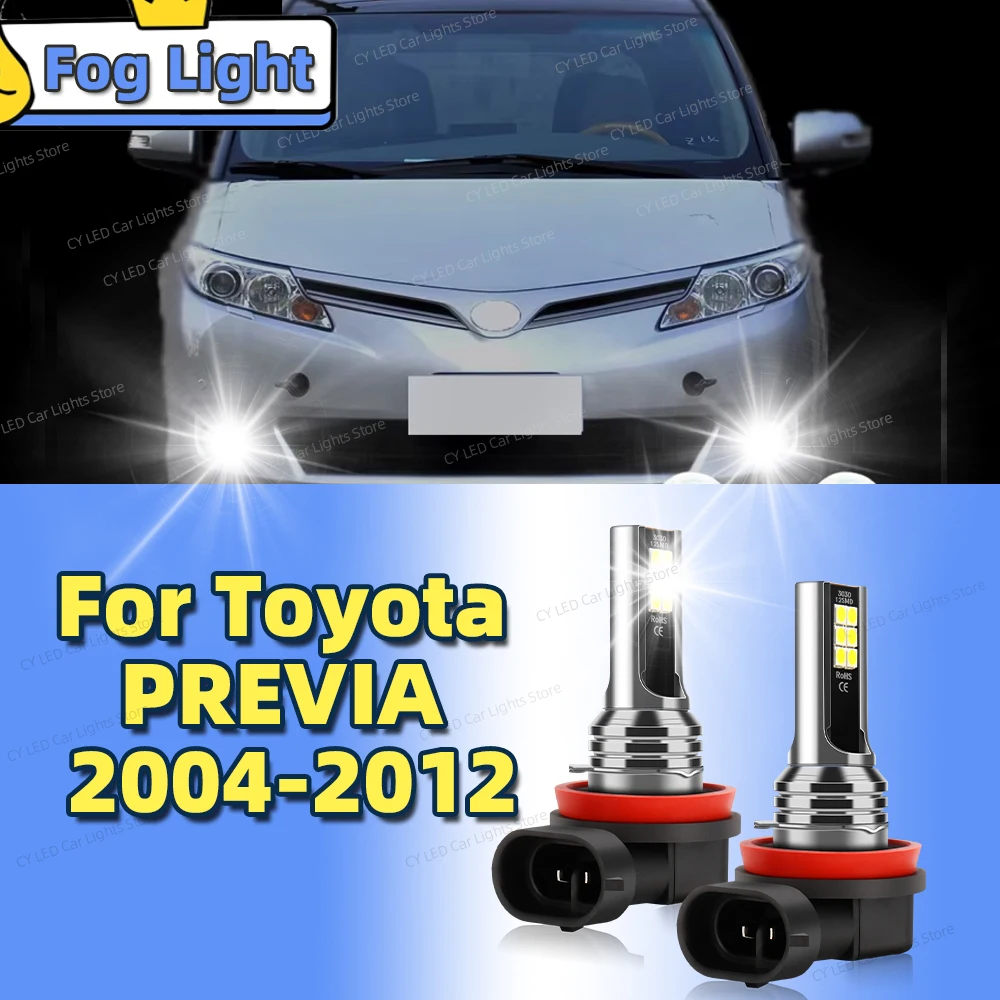 2pcs LED Front Fog Lamp Car Light Blub Canbus 6000K For Toyota PREVIA 2004 2005 2006 2007 2008 2009 2010 2011 2012 Plug and Play