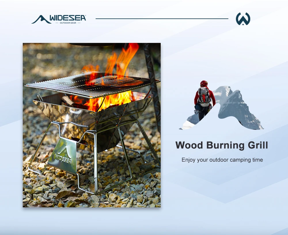 Widesea winddichter Holzverbrennungs-Campinggrill für den Außenbereich, Edelstahl, Wildnis-Überlebens-Grillsausrüstung für Touristen – Detail 7