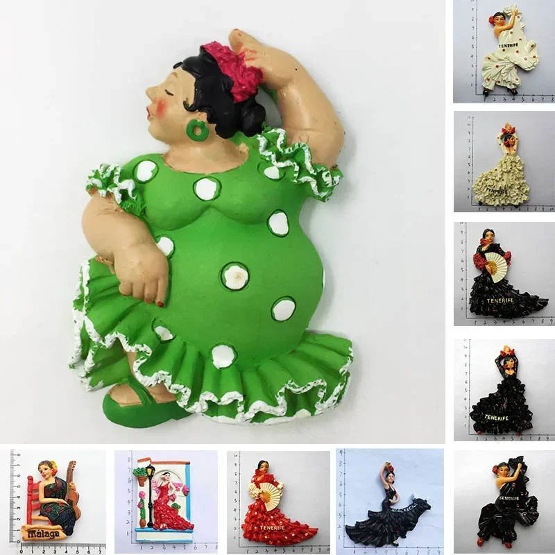 Fridge Magnet Tenerife Spain Barcelona Tourism Souvenirs Flamenco Dancer  Malaga Refrigerator 3D Magnetic Stickers Gift Ideas