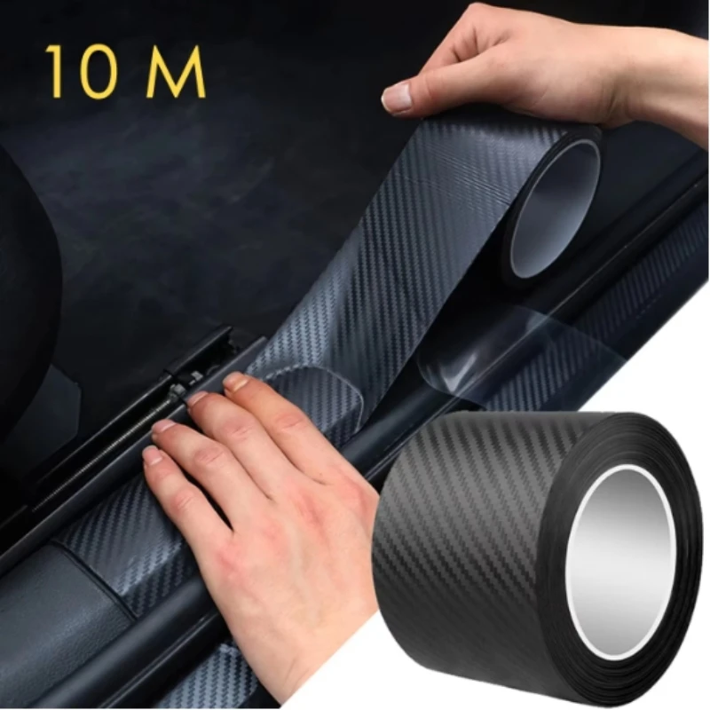 3D carbon fiber film car color change selfa-dhesive strips body stickers middle pillar window scratch-esistant protective tape