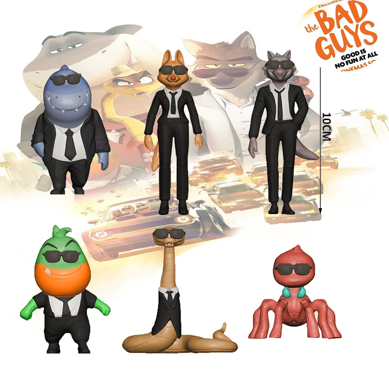 6個入り 新品 バッドガイズ アクションフィギュア おもちゃ かわいい ウルフ ピラニア スネーク シャーク タランチュラ アニメ ドール PVC 動物 おもちゃ 誕生日プレゼント
