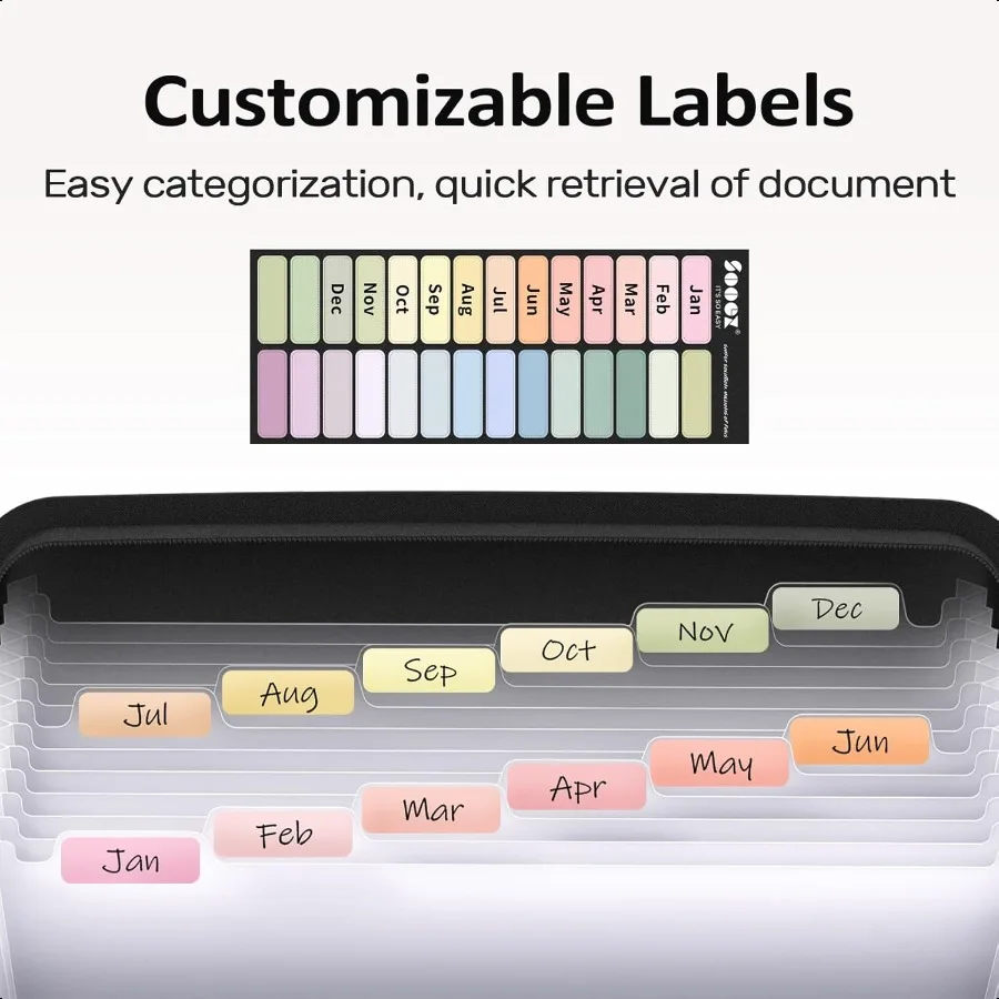 13 Pocket Accordion File Organizer Zipper Expanding File Folder Organizer Reinforced Plastic Accordion Folder A4 Letter Size Po