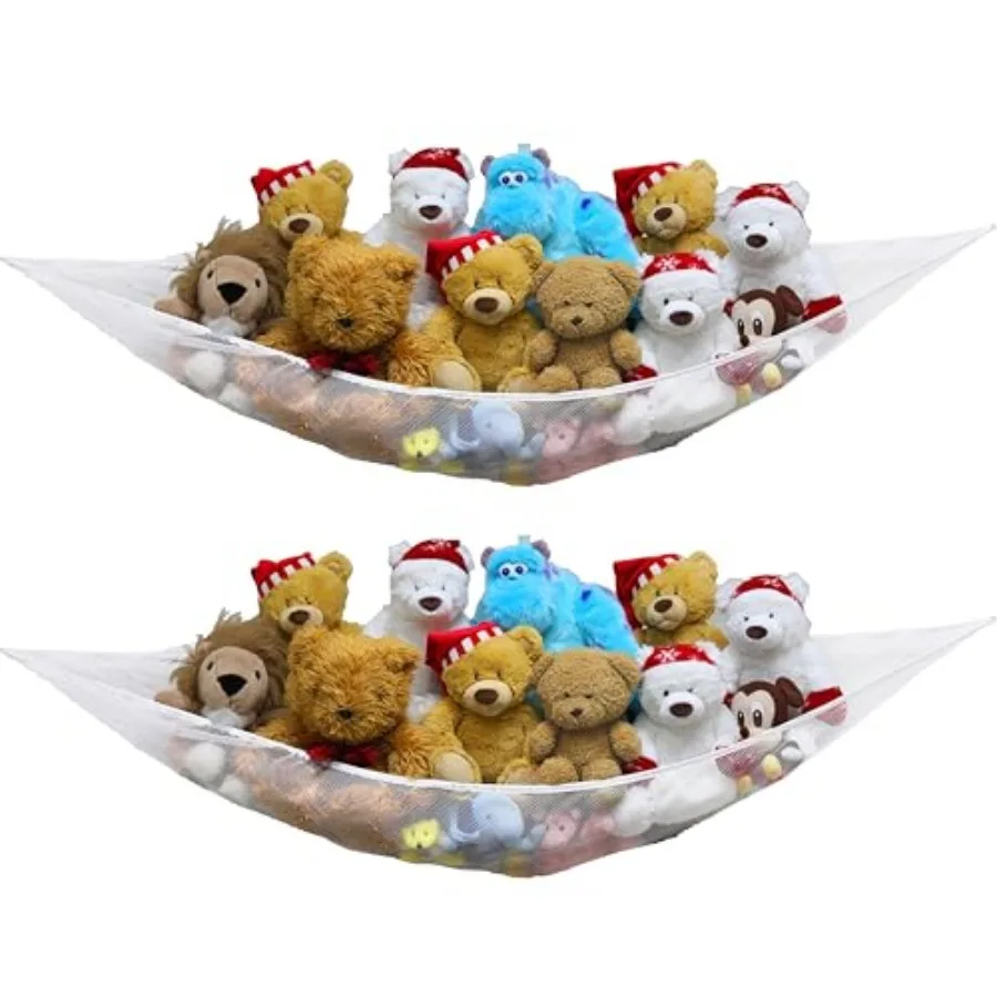

2 Pack Stuffed Animal Toy Hammock Net, Corner Wall Storage for Room