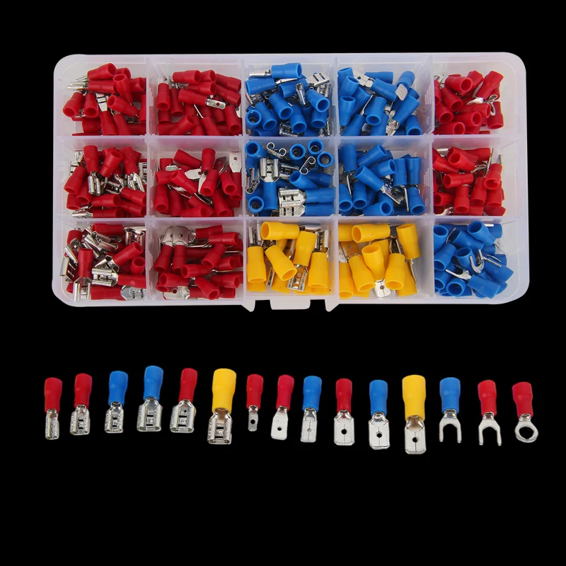 480/300/280PCS Insulated Cable Connector Electrical Wire Crimp Spade Butt Ring Fork Set Ring Lugs Rolled Terminals Assorted Kit