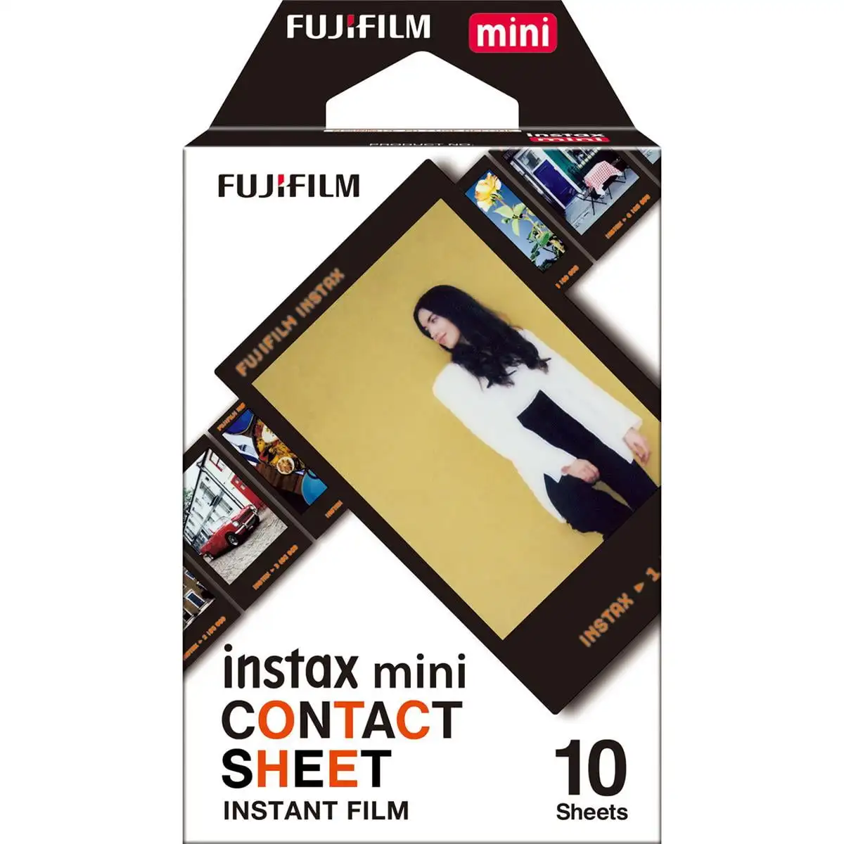 Instax Mini Contact Sheet Instant Film, 10 Exposures Single Pack Wide Frame Photo Paper, Compatible with Fujifilm Instax Mini 11 12 9 8 7+ SP-1 SP-2 Mini Link Printer, High Contrast Sharp Clear Pictures, Lightproof Cartridge