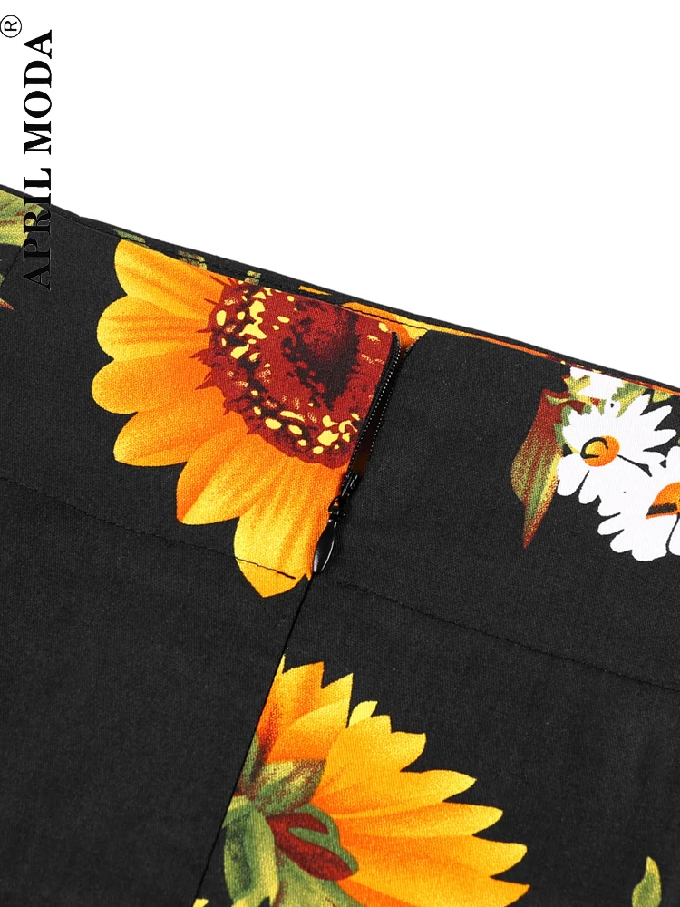 2024 Fashion Sexy Pencil Bandage Skirt High Waist Sunflower Summer Retro Vintage Party Bodycon Office OL Casual Skirt 50s 60s