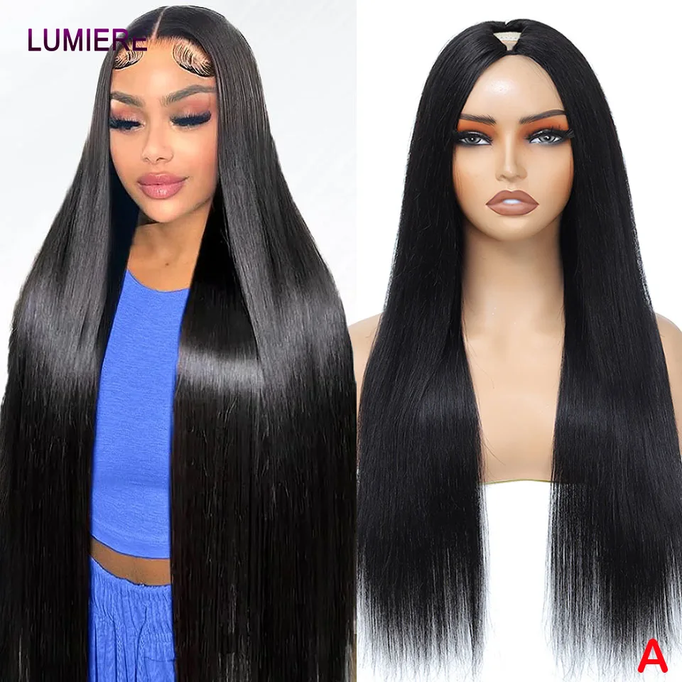 

Bone Straight V Part Wig Human Hair Glueless Wig 220Density Brazilian Human Hair Wigs NO Glue For Black Women 34 Inch Wholesale