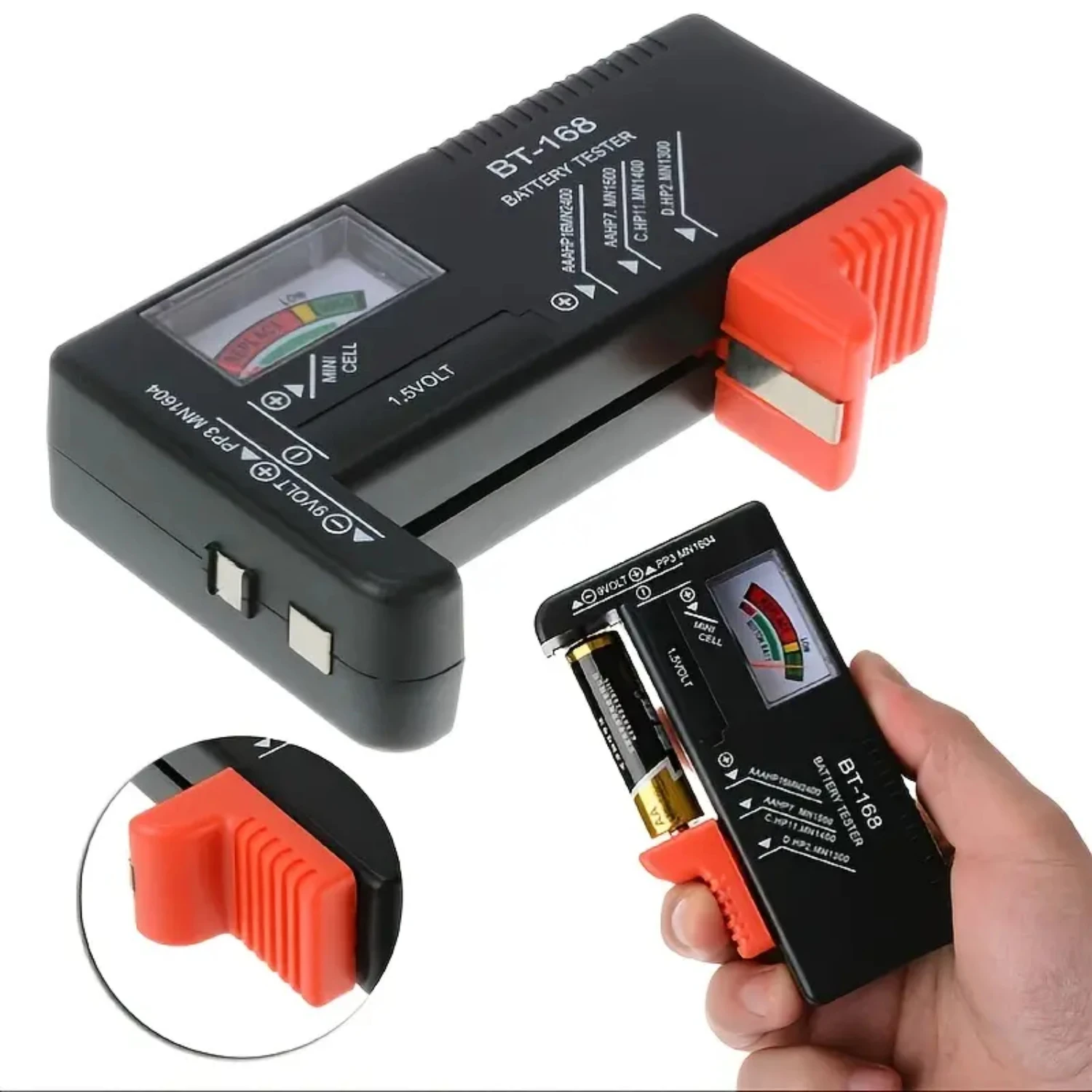 BT-168 AA/AAA/C/D/9V/1.5V Batteries Universal Button Cell Battery Colour Coded Meter Indicate Volt Tester Checker BT168 Power