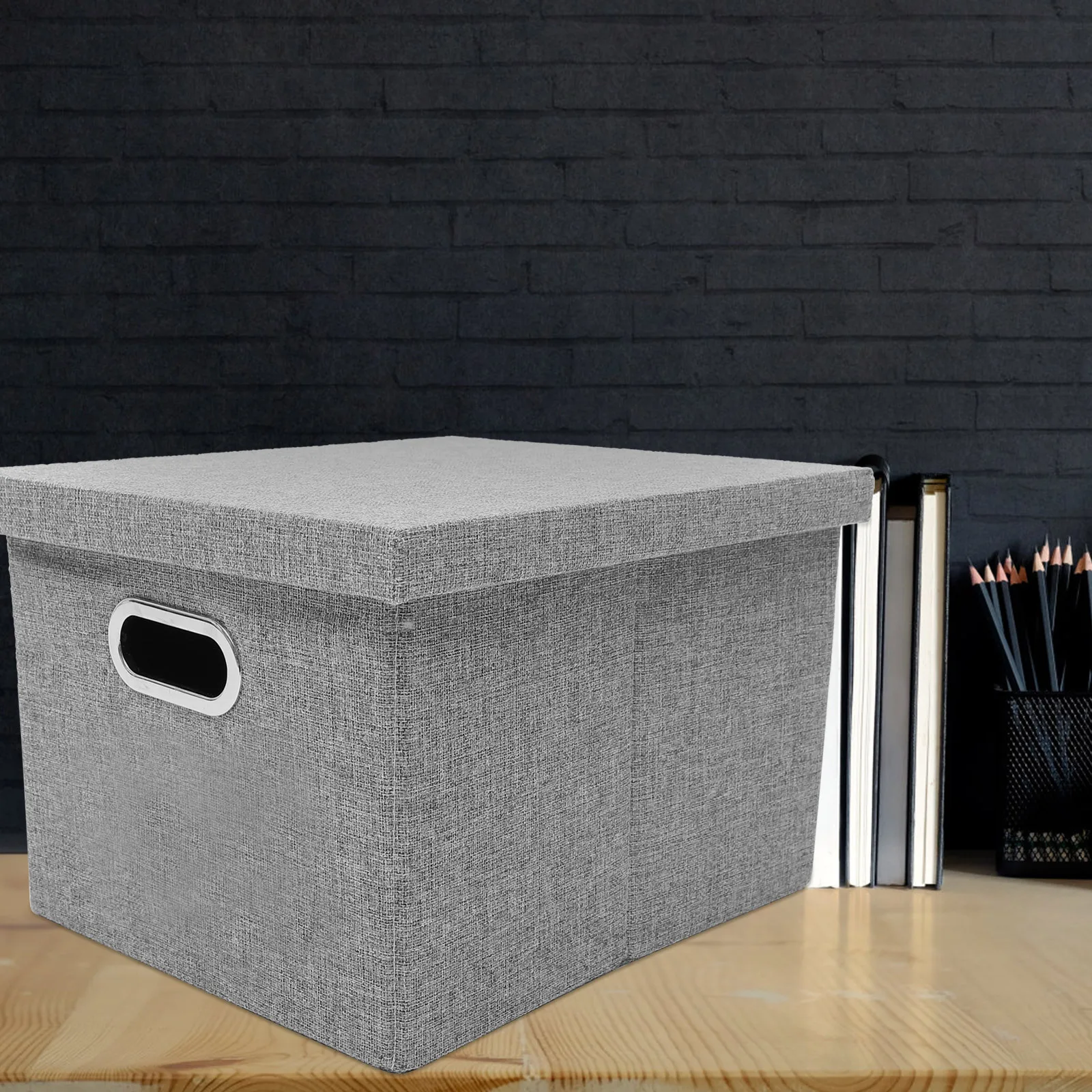 Decorative File Storage Box Organizer for Home Office Tabletop Document Organizer with Large Capacity Legal File Box