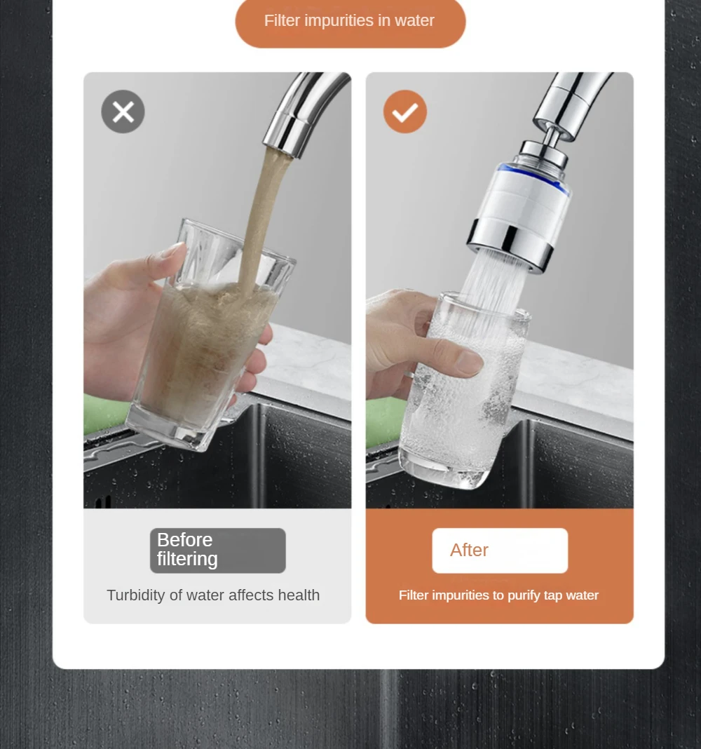 물 정화 장비 주방 수도꼭지 필터, 스플래시 방지 압력 증가 스프링클러 범용 인터페이스 정수기