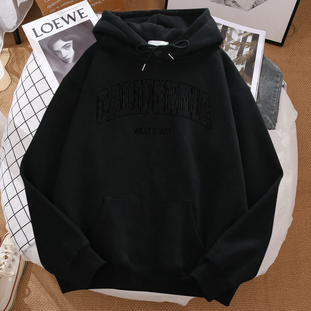 California West Coast Printed Men Hoodies Street Crewneck Hoodie Autumn Graphic Oversizehoody Hip Hop Casual Fleece Clothes