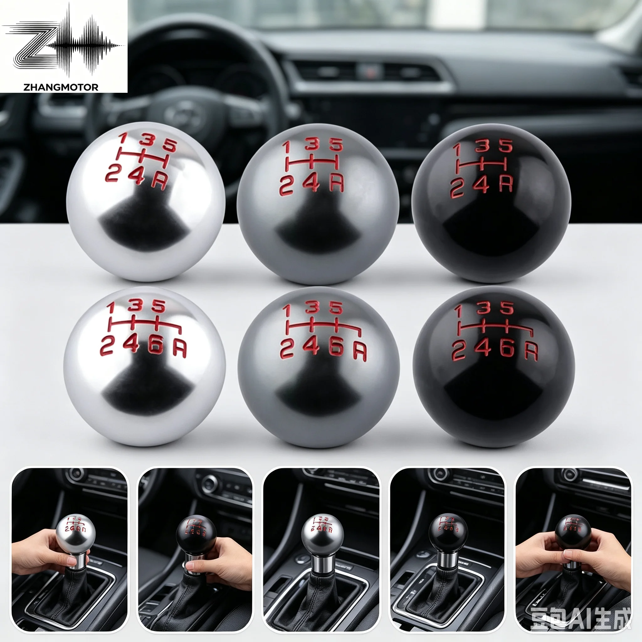 Car 5 6 Speed Manual Gear Shift Knob M10x1.5 Thread Aluminum Round Fit For Honda Toyota Nissan Mitsubishi Ford Chevrolet Subaru