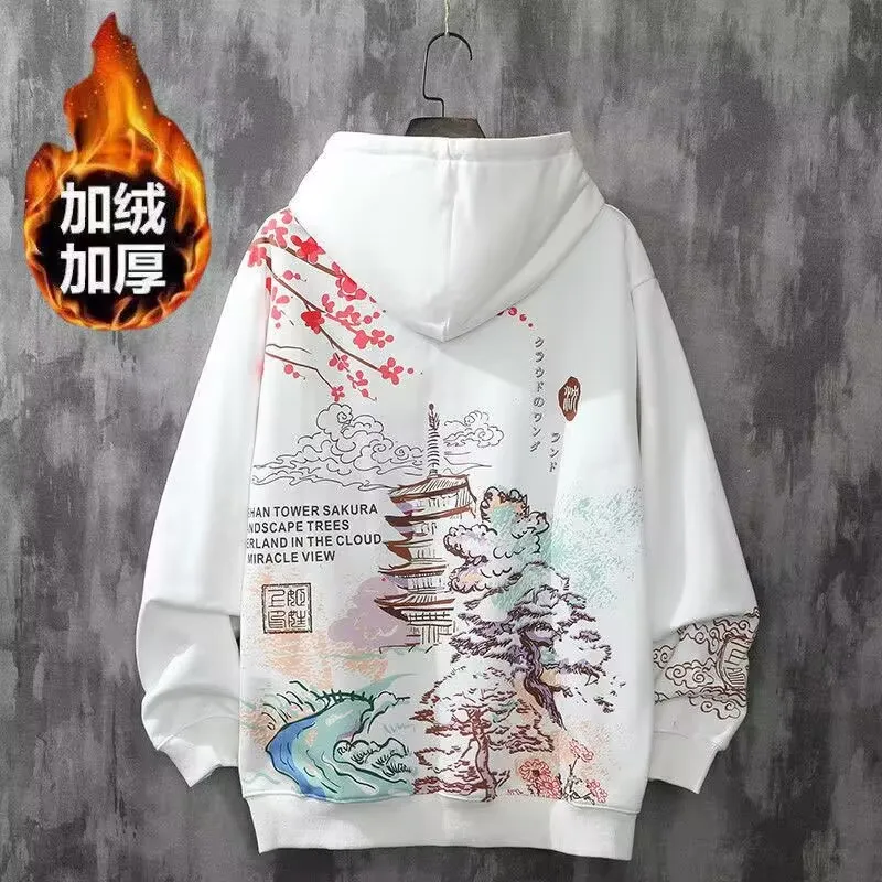 Sudadera con capucha de manga larga para mujer, suéter con estampado de estilo chino, primavera y otoño, 2023