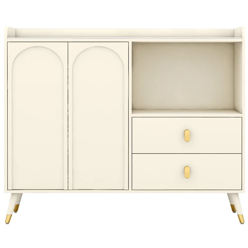 Edge Cabinet Cream Wind Kitchen Table Microwave Oven Shelf Bowl Cabinet Light Luxury Modern Simple Tea