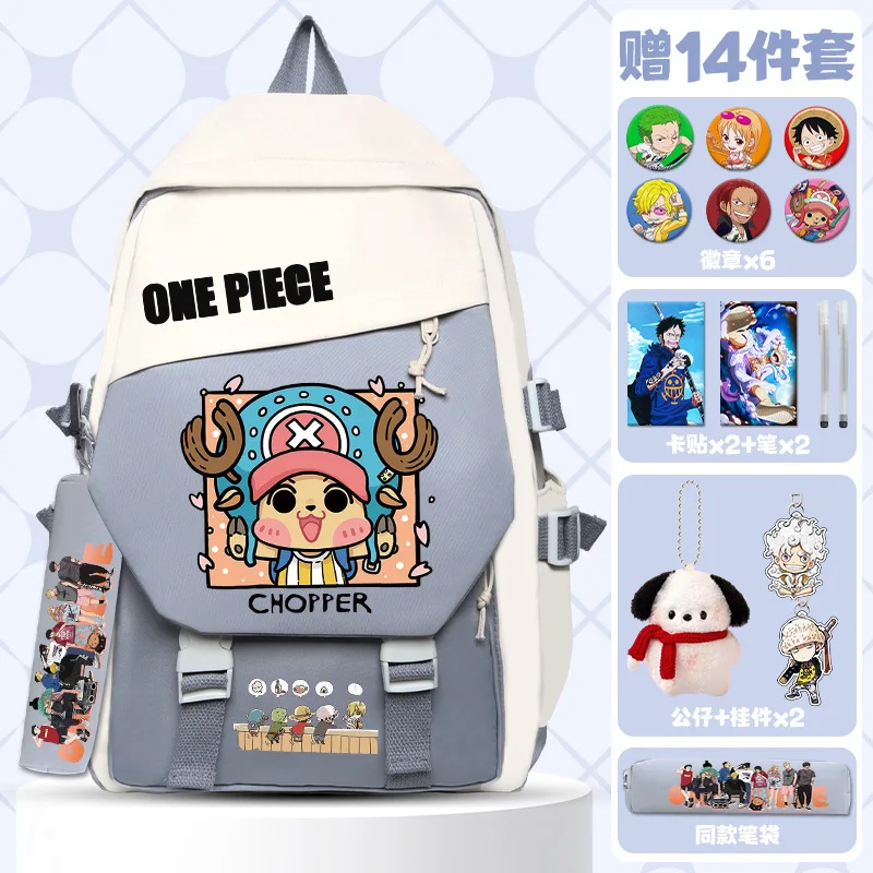 One Piece New Cartoon Student Schoolbag Large Capacity Waterproof Stain-Resistant Shoulder Pad Cute Casual Backpack