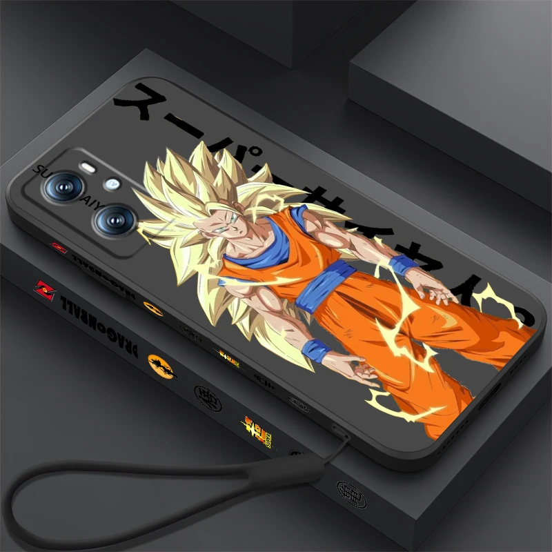 Trend D-Dragon Goku Comic Liquid Left Rope For OPPO Find X6 X5 X3 A98 A96 A94 A93 A77 A76 A74 A72 A57 A53 A16 5G Cover