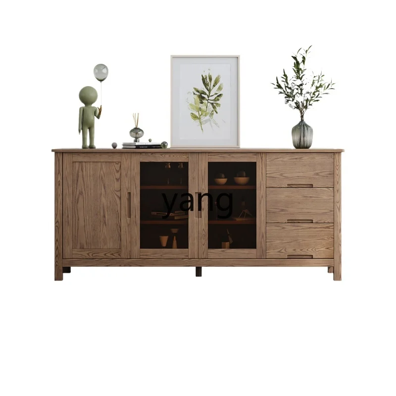

Lmm Nordic solid wood rock slab dining side cabinet living room storage cabinet locker