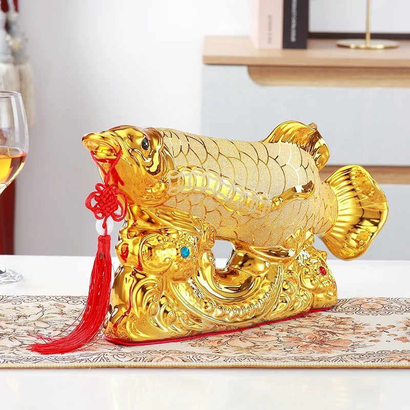 Imagem -02 - Zhaocai Golden Dragon Peixe Ornamento Abertura Mascote Resina Artesanato Escritório Desktop Home Decor Acessórios Presente para Loja Ornamento