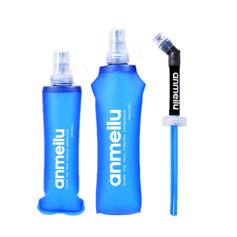 Bolsa de agua plegable para deportes al aire libre, frasco suave de Material TPU sin BPA, para senderismo, correr, Camping y bicicleta, 250/500ml