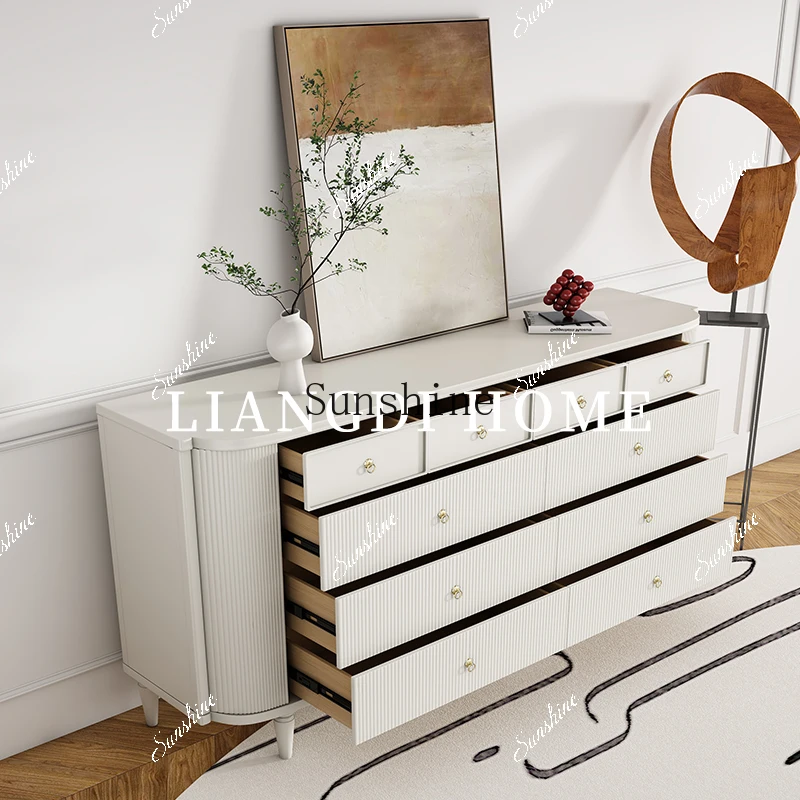 

French light luxury modern simple chest cabinet decoration entrance living room cream decoration bedroom storageP