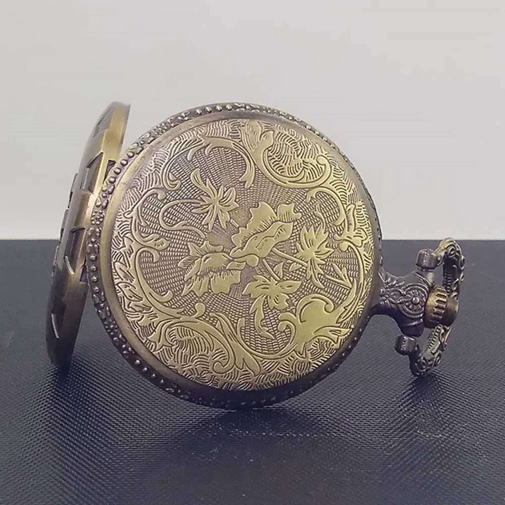 

1Pcs Retro Style Bronze Pocket Watch Quartz Chain Watch Decoration for Clothes Vintage Timepiece Gift for Birthday Wedding