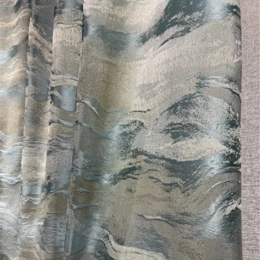 New Jacquard Curtains for Living Dining Room Bedroom Chinese Style Landscape Gold Thread Yarn-dyed Shading Simple Modern Custom