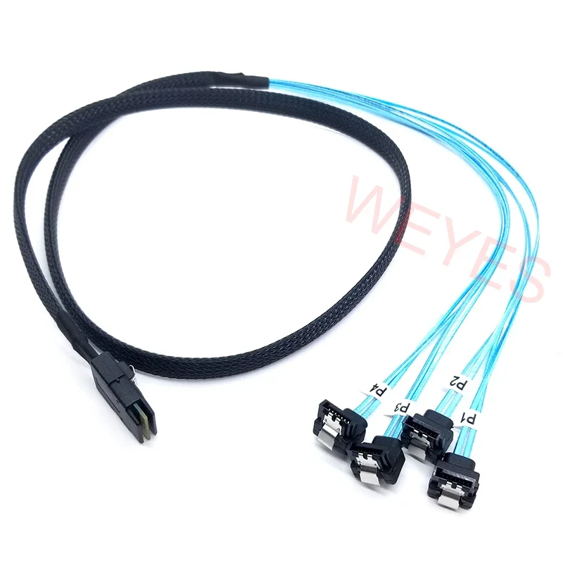 

New 1M sas sata cable Mini-SAS SFF-8087 to 4 SATA Mini SAS 4i SFF8087 36P To 4 SATA 7P 12Gbps Hard Drive Data Line