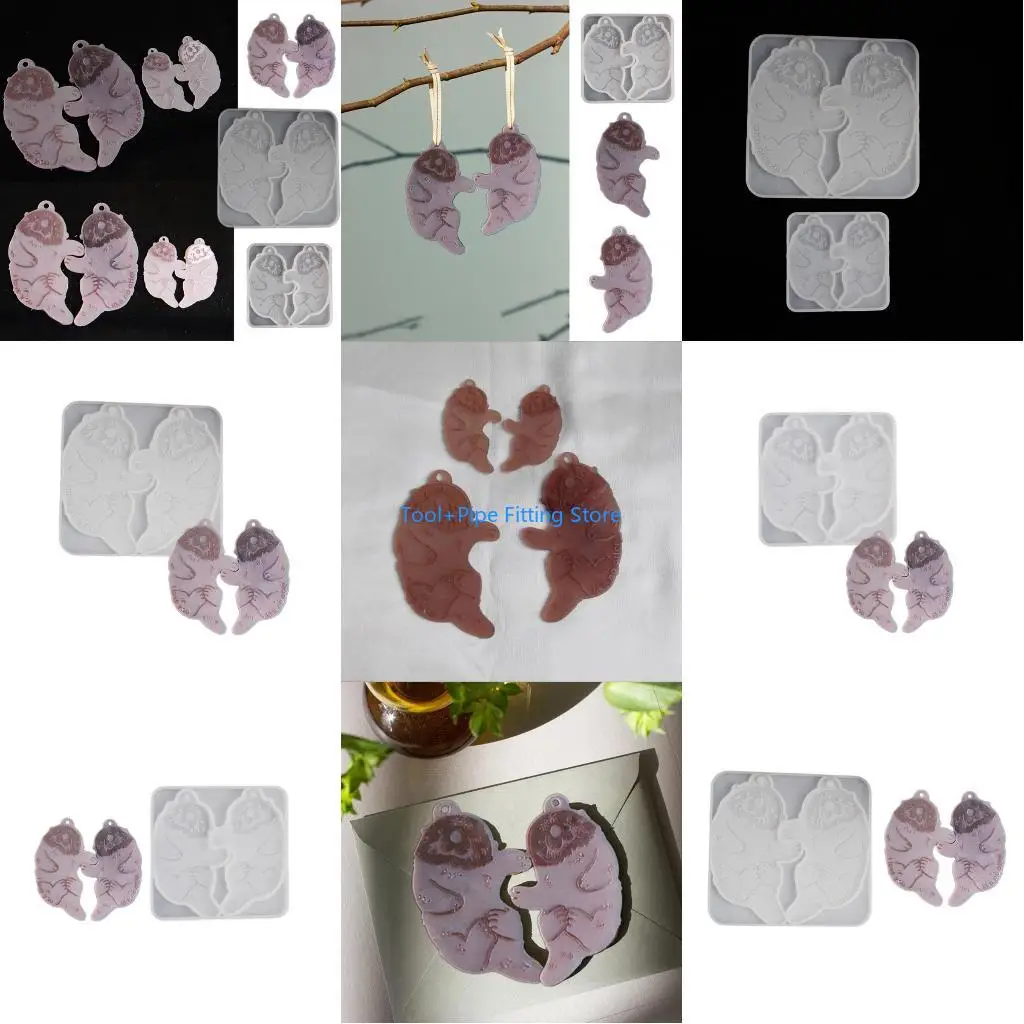 F92B Sea Creature Resin Pendant Silicone Mold with Hole for Jewelry Making Resin Keychain Making Molds for Epoxy Resin