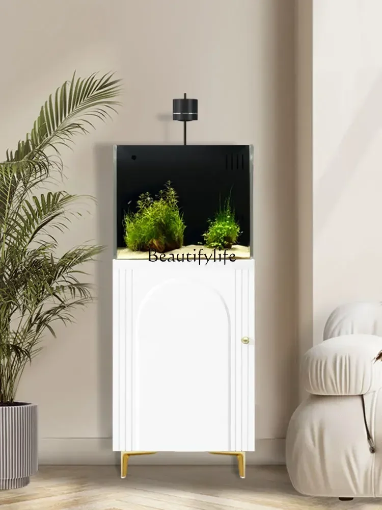

LD33Small Fish Tank Living Room Landscape Super White Glass Home Ecological Back Filter Aquarium Cabinet