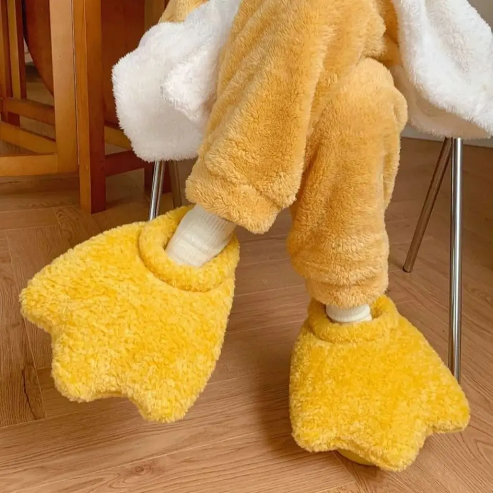 Sandal Soft Duck Flippers Slippers Thick Sole Cute Duck Plush Slippers Fluffy Non-Slip Children Duck Feet Slides Winter