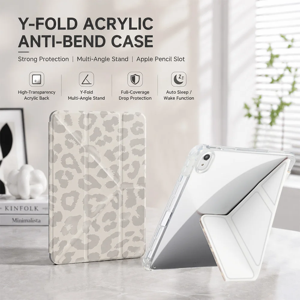 A Light Gray Leopard-Print Tablet Case Compatible with the Redmi Pad 2 11-Inch, Pad 2 9.7, and Redmi Pad SE 2023 11-Inch