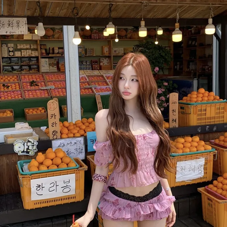 

Seductive Bikini Ruffled Embroidered Triangle Bikini Transparent Mesh Bustier Swimsuit Oceanfront Resort Alluring Swimwear