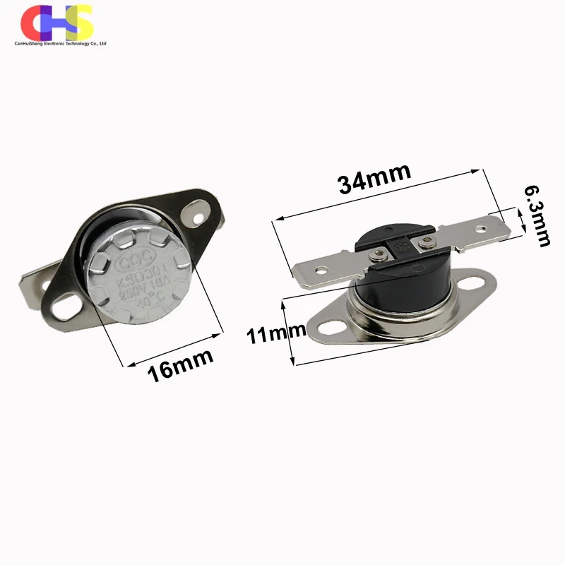 1pcs Normally Closed Type 10A/250V KSD301 Temperature Control Switch 40 50 65 70 85 90 100 115 120 135 140 145 150 155 160Degree