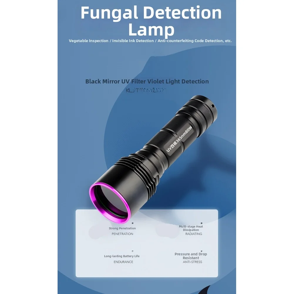Inspection Lamp UV Flashlight For Appraisal UV Filter Lens Aluminum Alloy Body For Counterfeit Currency Purple