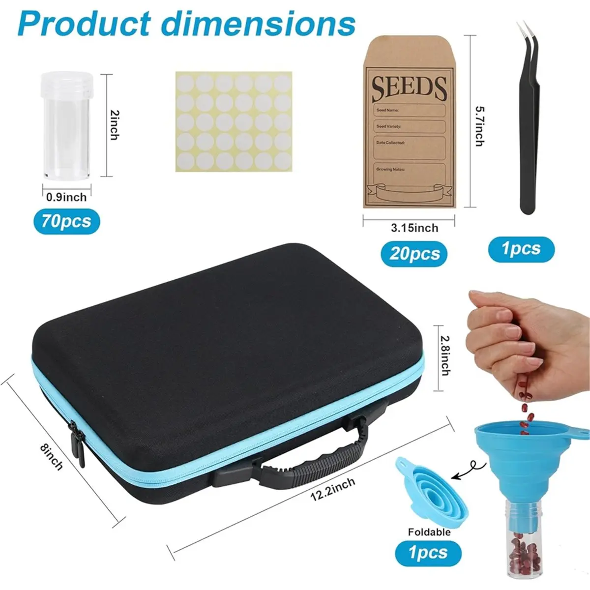 

Органайзер для хранения семян на 70 слотов, органайзер для садовых семян с 20 конвертами для семян, этикетка для письма, воронка