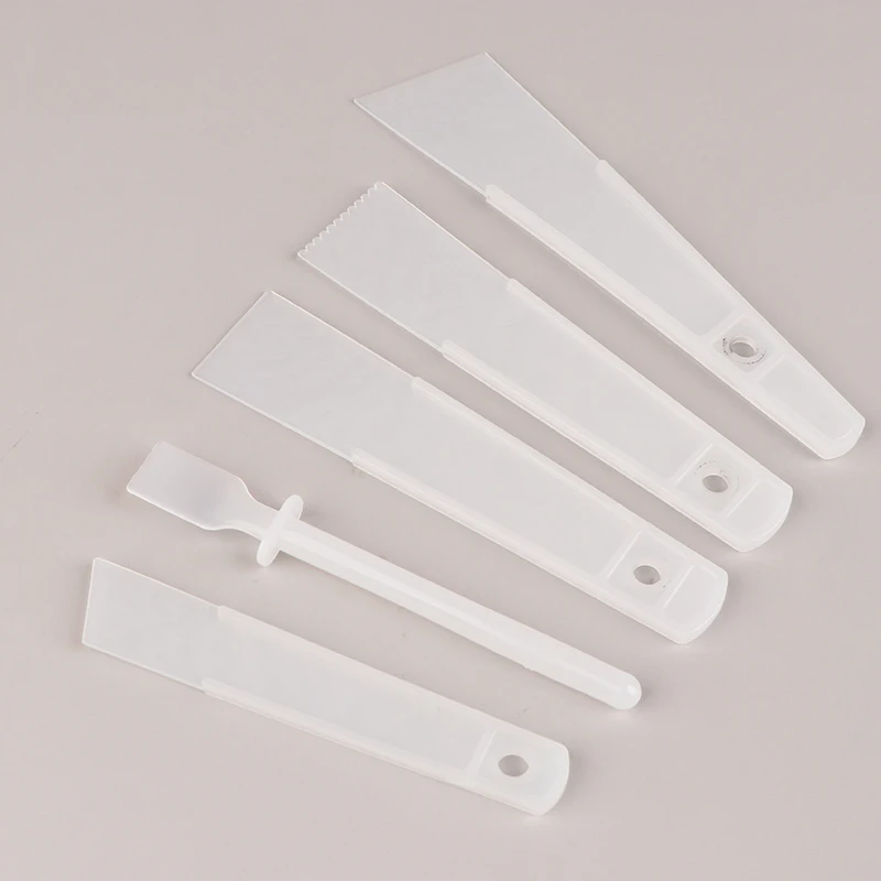 5pcs/Set Leather Scraper Gumming Board DIY Handmade Leather Tools Plastic PP Practical Gluing Leather Accessories 15/20/30/40mm