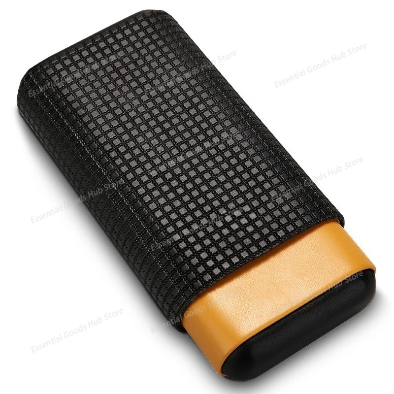 

Portable Cigar Cover Leather Moisturizing Cedar Liner，Can Hold 3 Cigars