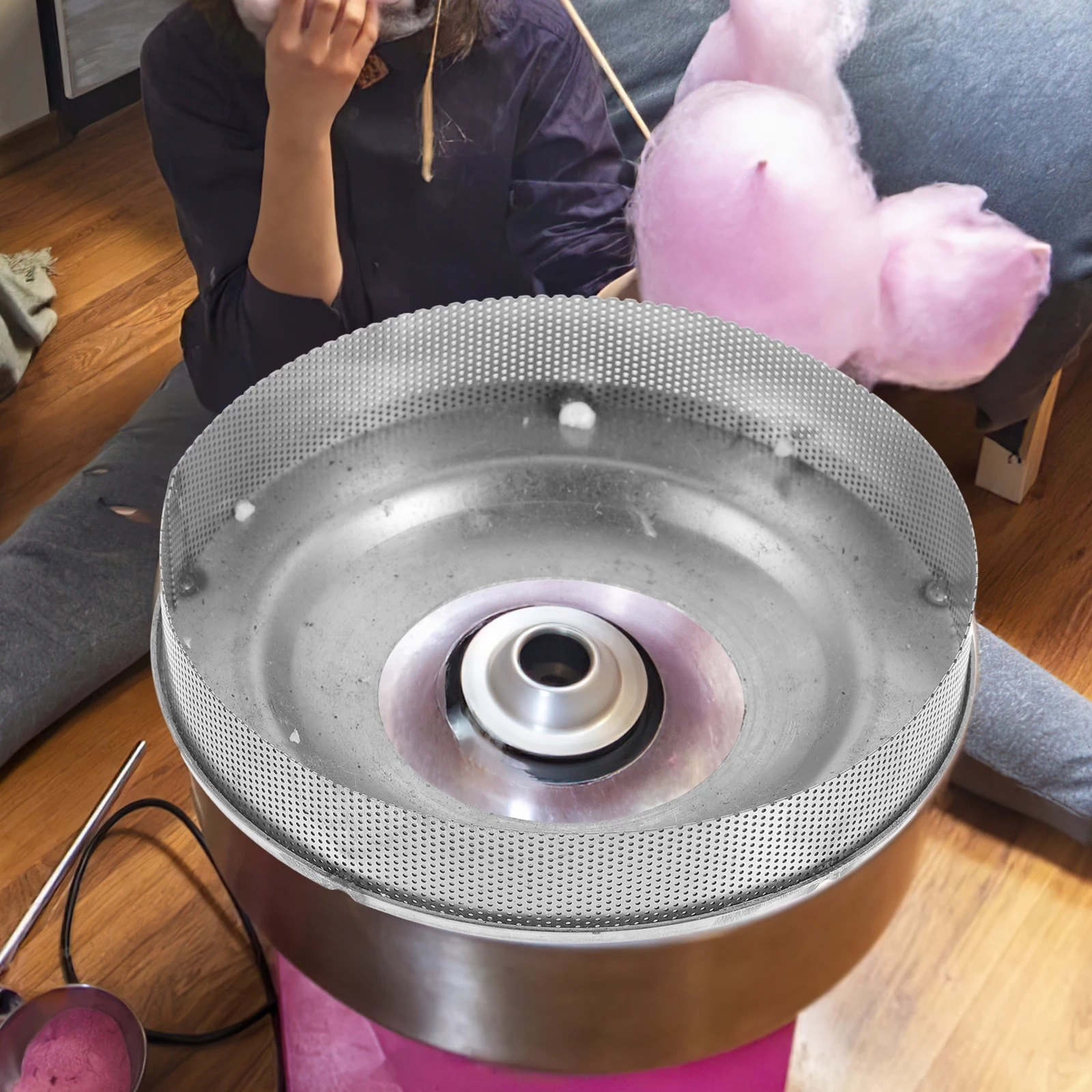 

Stainless Steel Mesh Cover for Cotton Candy Machine Accessory Fine Sugar Dispenser Bowl Splatter Prevention Smooth Texture 110V