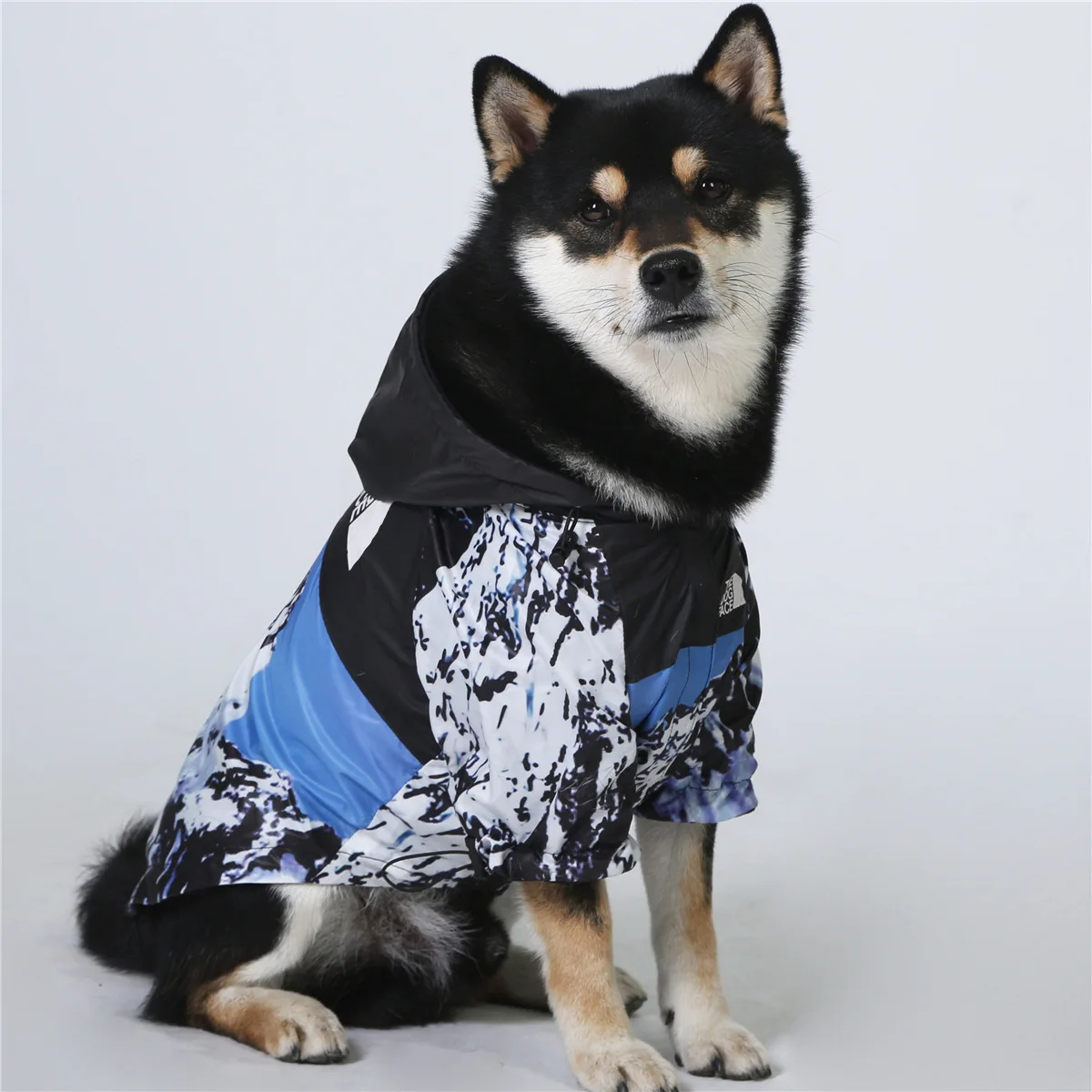 

North Dog Face Windproof Waterproof Dog Clothes Large Breed Outdoor Raincoat Reflective Trim Pet Jacket for Cold Weather