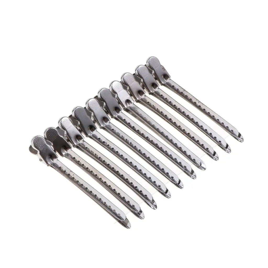 Non Slip Hair Sectioning Clips Silver Metal Styling Clamps for Girls Salon Haircuts Extensions