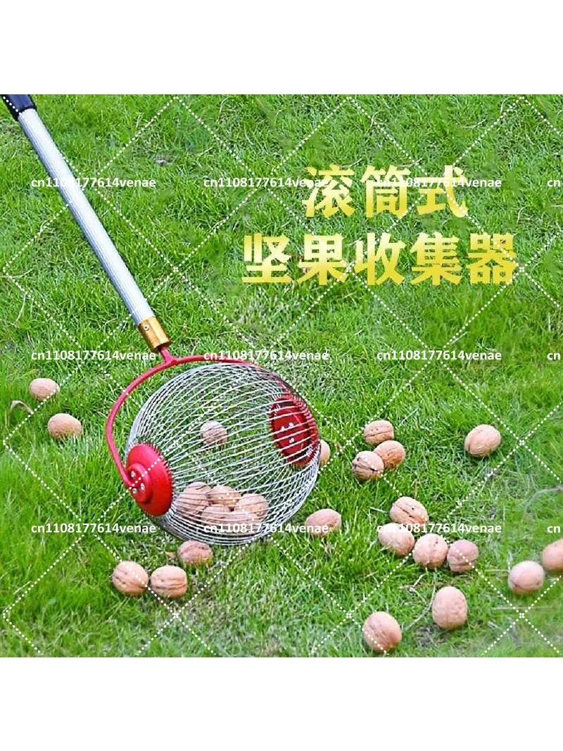 Nut Gatherer Rolling Nut Collector Picker Adjustable Lightweight Outdoor Manual Tools for Picker up Walnuts Pecans Golf and Ball